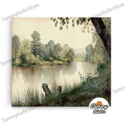 high quality decorative wall art, retro rustic boho style vintage landscape wall art canvas print, sketch natural framed