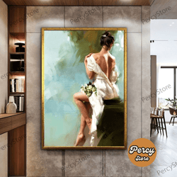 wall decoration canvas painting - living room bedroom home and office wall decoration canvas art, woman in white dress,