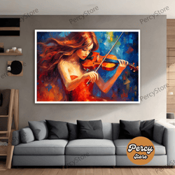 wall decoration canvas painting - living room bedroom home and office wall decoration canvas art, woman playing violin c