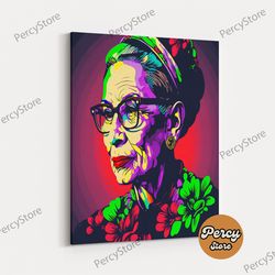 ruth bader ginsburg pop art portrait, framed canvas print, notorious rbg arrt