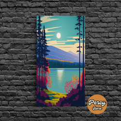 scandinavian inspired pacific northwest art, pop art, framed canvas print, high contrast vibrant and colorful living roo