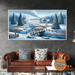 scenic winter wonderland framed canvas print winter decor winter centerpiece above mantle or sofa christmas decor