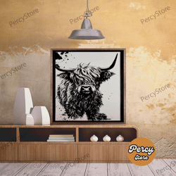 scotland cattle, highland cow art, farmhouse decor, fine art paper print, poster art, rustic primitive decor