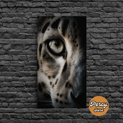 snow leopard photography art, framed canvas print, predator art, big cat art