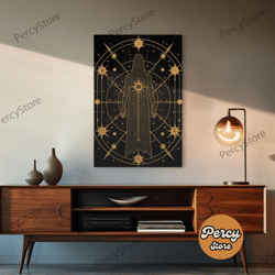 tarot card art, tarot decor, mystical wall art, celestial wall art, canvas print, wall art, vertical print, witchy wall