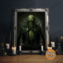 the demon cult, haunted art, creepy halloween decor, framed canvas print, vintage tintype photo art, halloween print