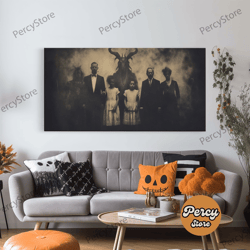 The Demon Of 81st Street, Creepy Halloween Trick Or Treaters, Framed Canvas Print, Vintage Tintype Photography Art, Hall