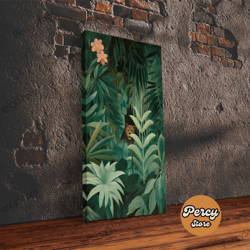 Tropical Botanical Wall Art, Framed Canvas Print Or Poster Art, Maximalist Art, Jungle Print, Africa Art, Emerald Green