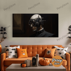 victorian steampunk cyborg, framed canvas print, horror prints, halloween wall art, halloween themed decor