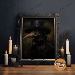 vintage plague doctor print, vintage canvas, art canvas print, dark academia, gothic plague doctor, gothic victorian art