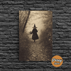 Witch In The Woods, Cursed Victorian Halloween Art, Framed Canvas Print, Halloween Photography Art, Spooky Halloween Dec