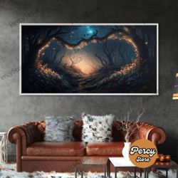 wreath of fireflies, beautiful fantasy art, framed canvas print, moonlit forest floor fantasy concept art