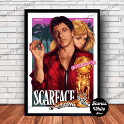al pacino scarface movie poster canvas wall art family decor, home decor, frame option-1
