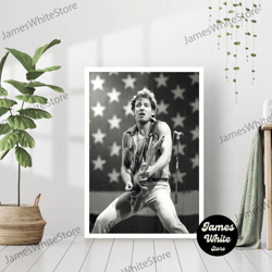 Bruce Springsteen Guitarist Singer Music Poster Print Retro Black And White Photography Vintage Celebrity Rock Blues Can