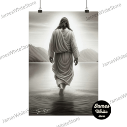 jesus walks on water - poster print