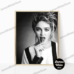 Madonna Queen Of Pop Print Singer Music Poster Black And White Retro Vintage Camera Photography Canvas Framed Feminist T