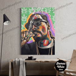 snoop dogg - fine art print, snoop dogg dr dree dogg wall art, snoop dogg 420 kush poster print, stoner art, hand-painte