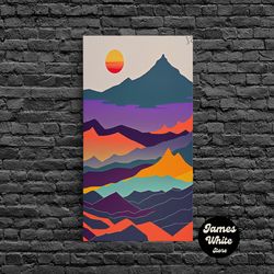 framed canvas ready to hang, scandinavian inspired pacific northwest art, minimalist boho style forest landscape, framed