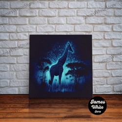 framed canvas ready to hang, surreal giraffe art, wildlife print, animal prints, framed canvas print, framed wall art, c