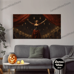 framed canvas ready to hang, the haunted house, framed canvas art, painting of haunted victorian mansion, dark academia,