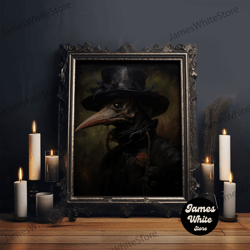 framed canvas ready to hang, vintage plague doctor print, vintage canvas, art canvas print, dark academia, gothic plague