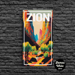 framed canvas ready to hang, zion national park poster, utah wall poster, america art print, travel wall print, travel p