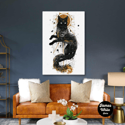 astrological wall art, cat canvas art, boho wall art decor, roll up canvas, stretched canvas art, framed wall art painti
