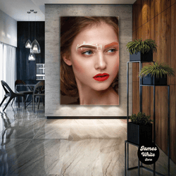 beauty saloon canvas art, brow studio wall decor, eyebrow wall art, roll up canvas, stretched canvas art, framed wall ar