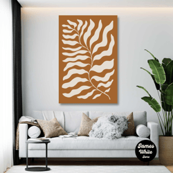 caramel wall art, leaf canvas art, minimal wall art, boho wall decor, roll up canvas, stretched canvas art, framed wall