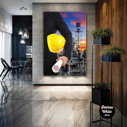 civil engineer office wall art, city canvas art, civil engineer wall decor, roll up canvas, stretched canvas art, framed