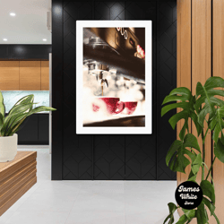 coffee machine wall art, red coffee cup canvas art, cafe wall decor, roll up canvas, stretched canvas art, framed wall a