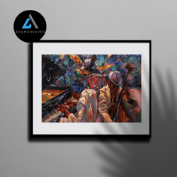 decorative wall art, oil painting print, jazz poster, african jazz singer painting, african wall art, jazz music wall ar