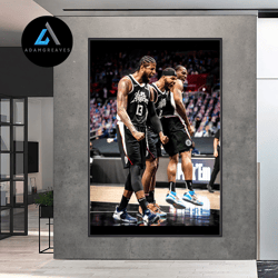 decorative wall art, paul george canvas, kawhi leonard poster, marcus morris rolled canvas print, basketball team poster