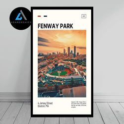 decorative wall art, fenway park skyline print boston red sox canvas boston skyline stadium canvas oil painting mo