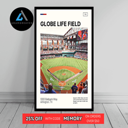 decorative wall art, globe life field print texas rangers canvas ballpark art mlb stadium canvas oil painting mode