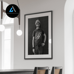 decorative wall art, elliot smith canvas, music icon print, vintage home decor, retro music wall art, black and white, e