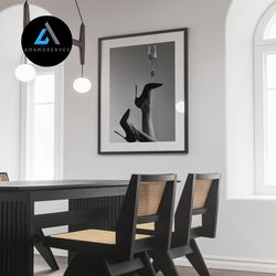 decorative wall art, wine on high heels print, black and white vintage bar canvas, feminist wall art, bar cart decor, te