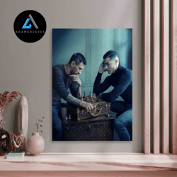 decorative wall art, wall art  lionel messi & cristiano ronaldo chess canvas wall art  messi and ronaldo's chess game ca