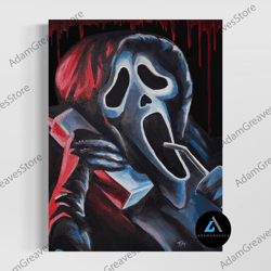 framed canvas ready to hang, ghostface scream - fine art print, ghostface poster print, hand-painted art print, scream g