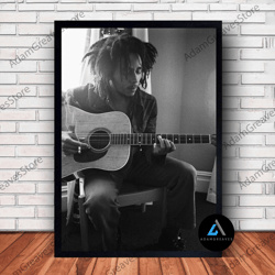 framed canvas ready to hang, marley music poster canvas wall art family decor, home decor, frame option-1