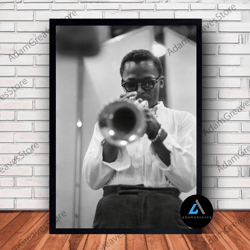 framed canvas ready to hang, miles davis music poster canvas wall art family decor, home decor, frame option-1