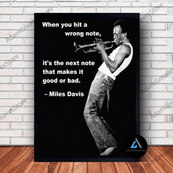 framed canvas ready to hang, miles davis music poster canvas wall art family decor, home decor, frame option