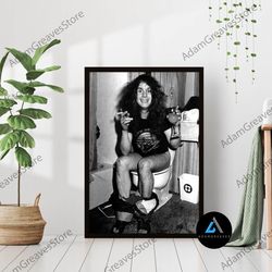 framed canvas ready to hang, ozzy osbourne bathroom toilet poster black sabbath vintage black and white funny restroom p