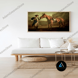 framed canvas ready to hang, tony sopranos horse animal painting antique retro print canvas poster framed rustic funny t