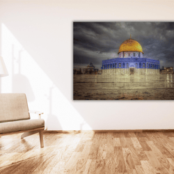 masjid al aqsa poster print, masjid al aqsa canvas wall art, extra large canvas wall art, islamic wall art decor, islami