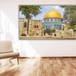 masjid al aqsa canvas wall art print, masjid al aqsa poster, extra large canvas wall art, islamic wall art decor, islami