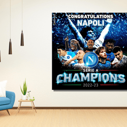 napoli poster print art, napoli football club wall art, serie a 2023 champions ssc napoli,napoli fan gift, football prin