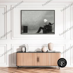 Decorative Wall Art, Blown Away Guy Music Art Maxell Ad Black And White Old Retro Vintage Photography Wall Art Poster Ca