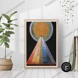 decorative wall art, hilma af klint altarpiece modern abstract art pyramid chakras canvas poster frame printed famous pa