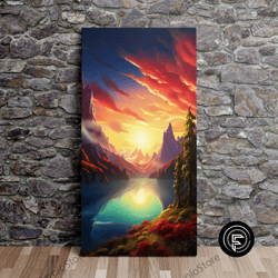 majestic mountains by a lake no2, nature art, art print, poster, scenic wall art, canvas art, canvas print, ready to han